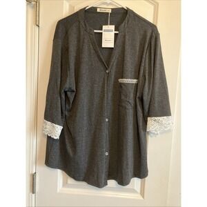 Maysoar Sleep Top Women 2XL Gray New Lace Trim Pajama C901